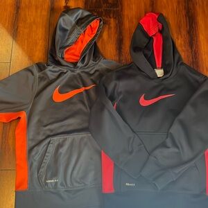 2 Nike hoodies. One says large and one small but won’t by son who is 7/8 size.